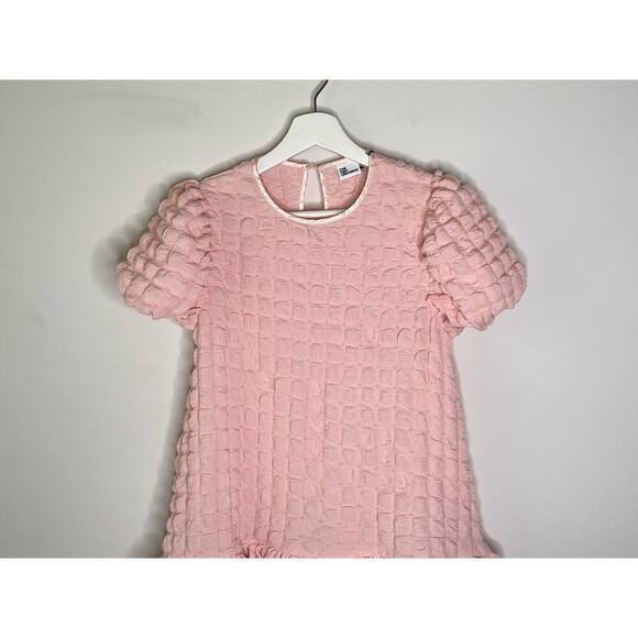 NWT The Tiny Universe Cap Sleeves Textured Midi Dress Pink Girls Size 10Y - Picture 2 of 7